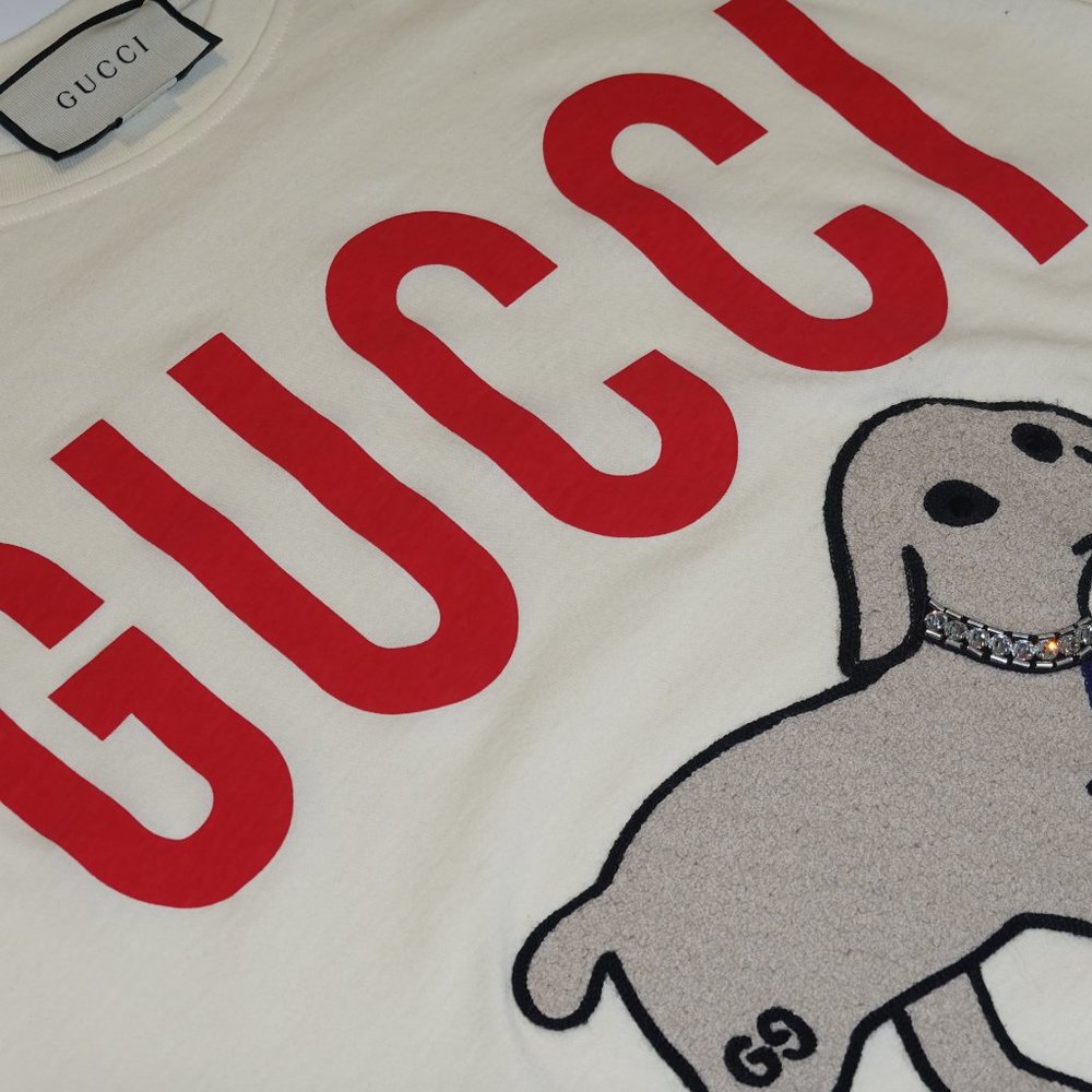 💛SOLD🖤 Gucci Lamb Print Embroidered T-shirt in Off-White - Picture 6 of 6